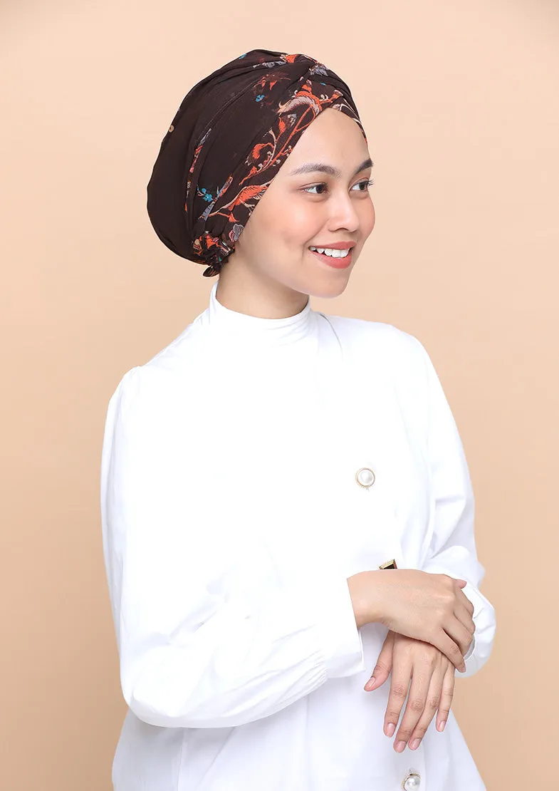 Shiraz Brown- Cap Shawl- Mosaic Chiffon