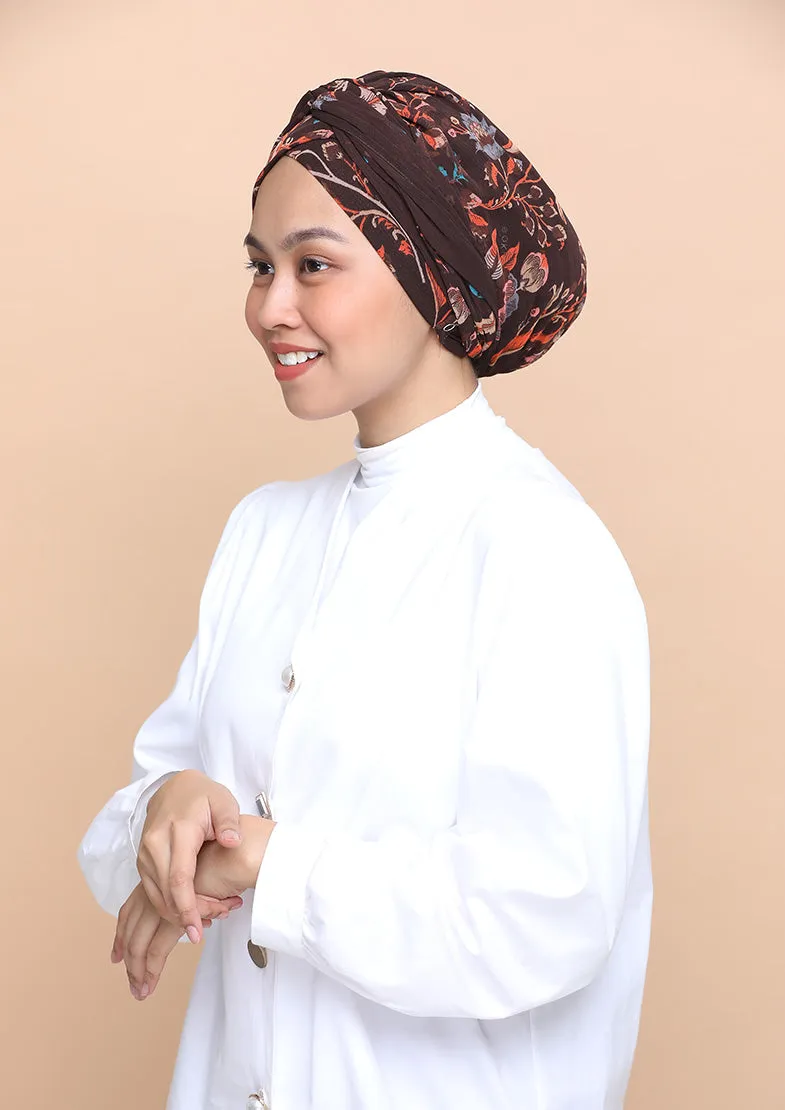 Shiraz Brown- Cap Shawl- Mosaic Chiffon