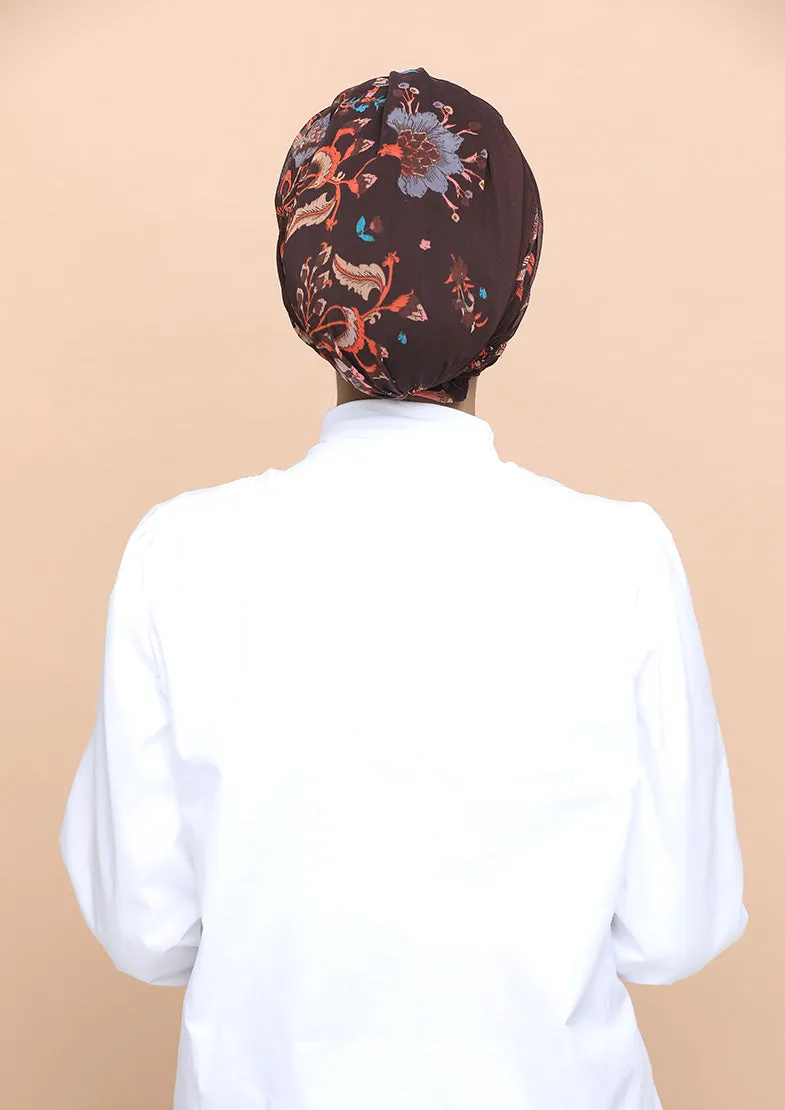 Shiraz Brown- Cap Shawl- Mosaic Chiffon