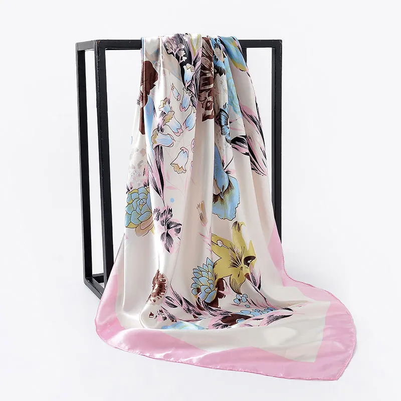 Silk Scarves Women Foulard 90*90cm Square Head Hijab Scarf