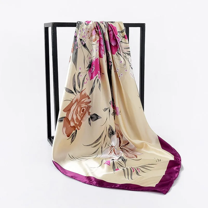 Silk Scarves Women Foulard 90*90cm Square Head Hijab Scarf