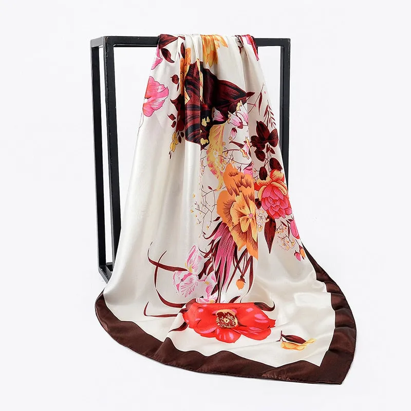 Silk Scarves Women Foulard 90*90cm Square Head Hijab Scarf