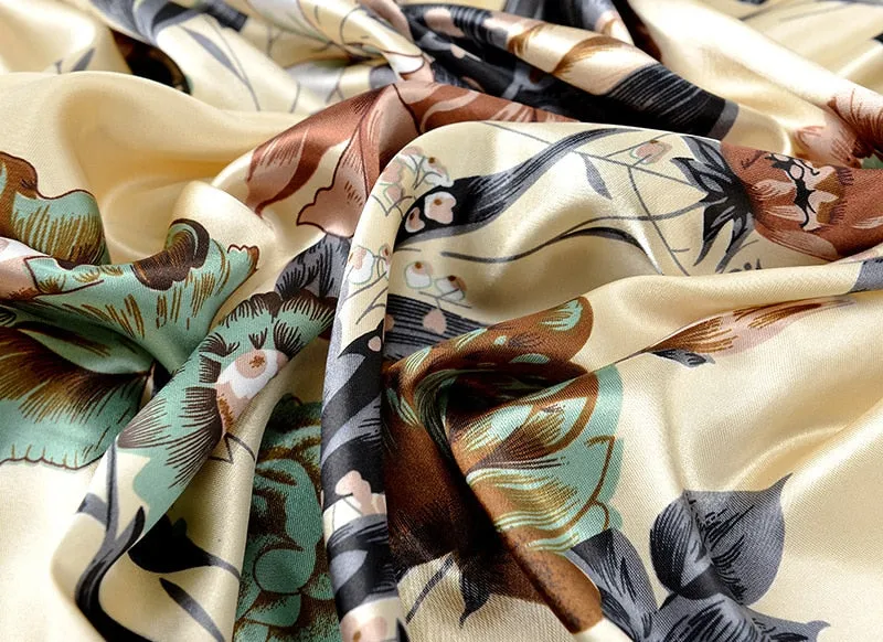 Silk Scarves Women Foulard 90*90cm Square Head Hijab Scarf