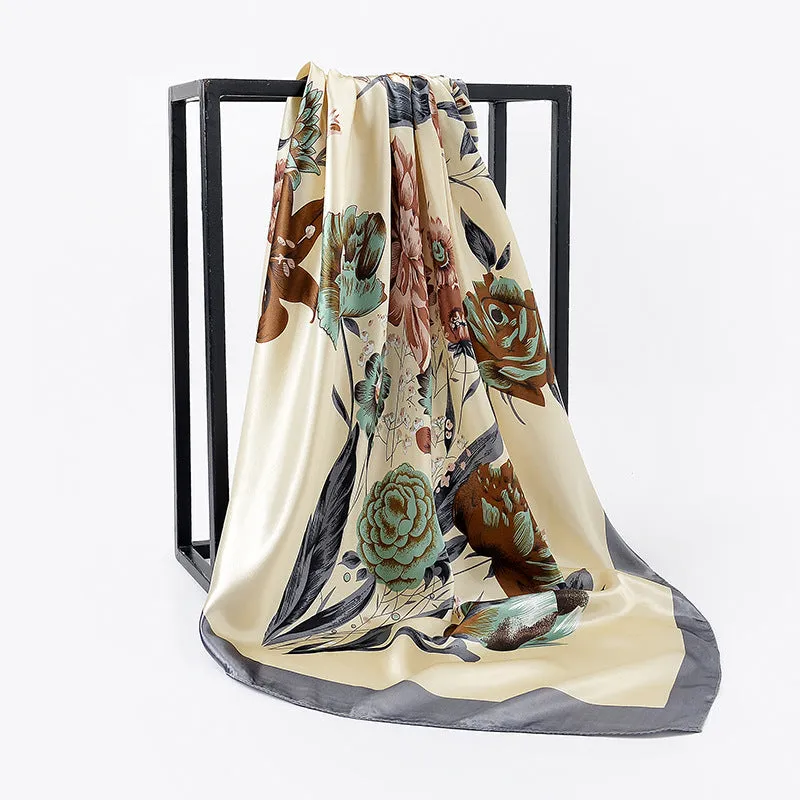 Silk Scarves Women Foulard 90*90cm Square Head Hijab Scarf