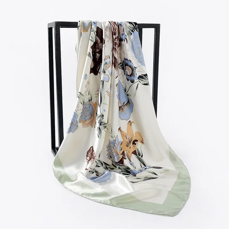 Silk Scarves Women Foulard 90*90cm Square Head Hijab Scarf