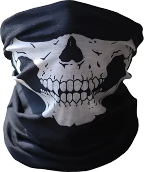 Skull Tubular Mask,Seamless Multi Function Skull Tube Tubular Half Face Mask Headwear Bandana Motorcycle Scarf Face Neck Warmer Black(1 Pack)