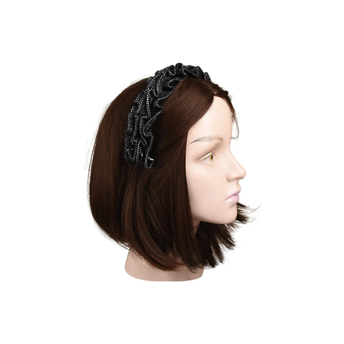 Textured Mesh Metallic Pleated Headband