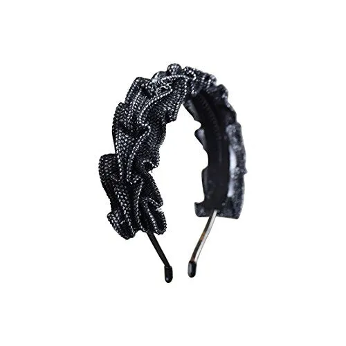 Textured Mesh Metallic Pleated Headband