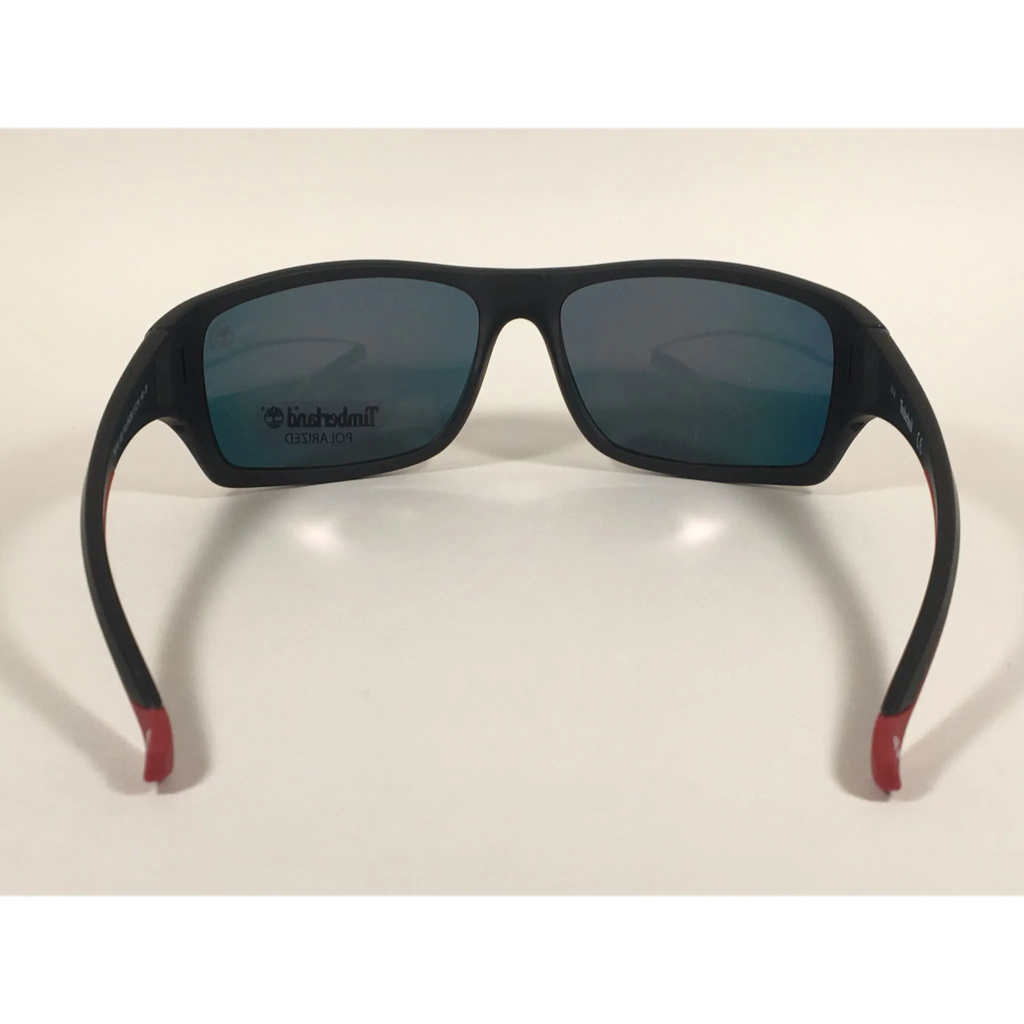 Timberland Polarized Wrap Sunglasses Matte Black Red Orange Mirror Lens TB7152 02D