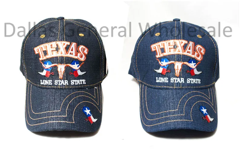 TX Lone Star State Denim Caps Wholesale