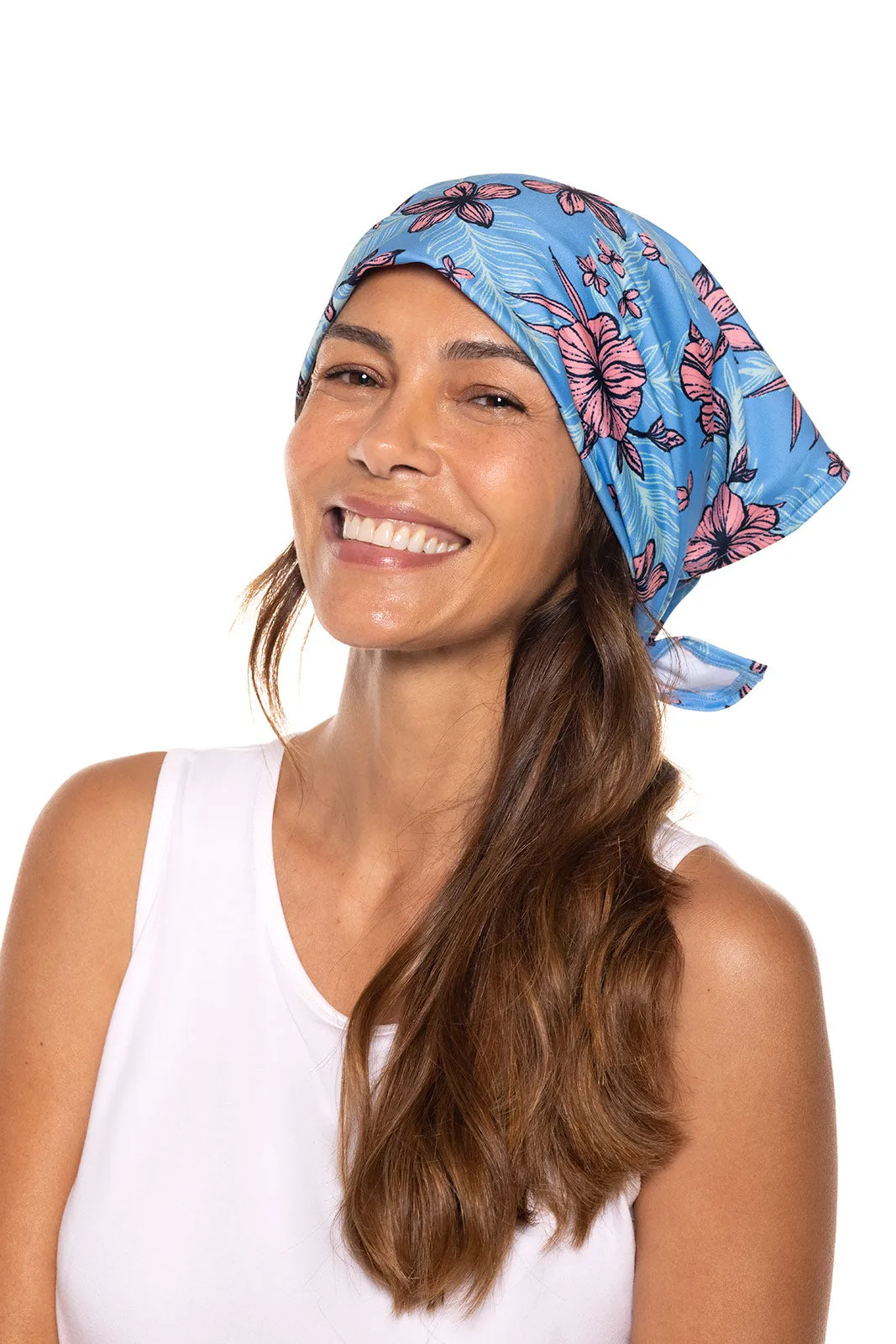 Unisex Virasana Performance Sun Bandana  |  Clear Sky Blue TROPICAL DAZE