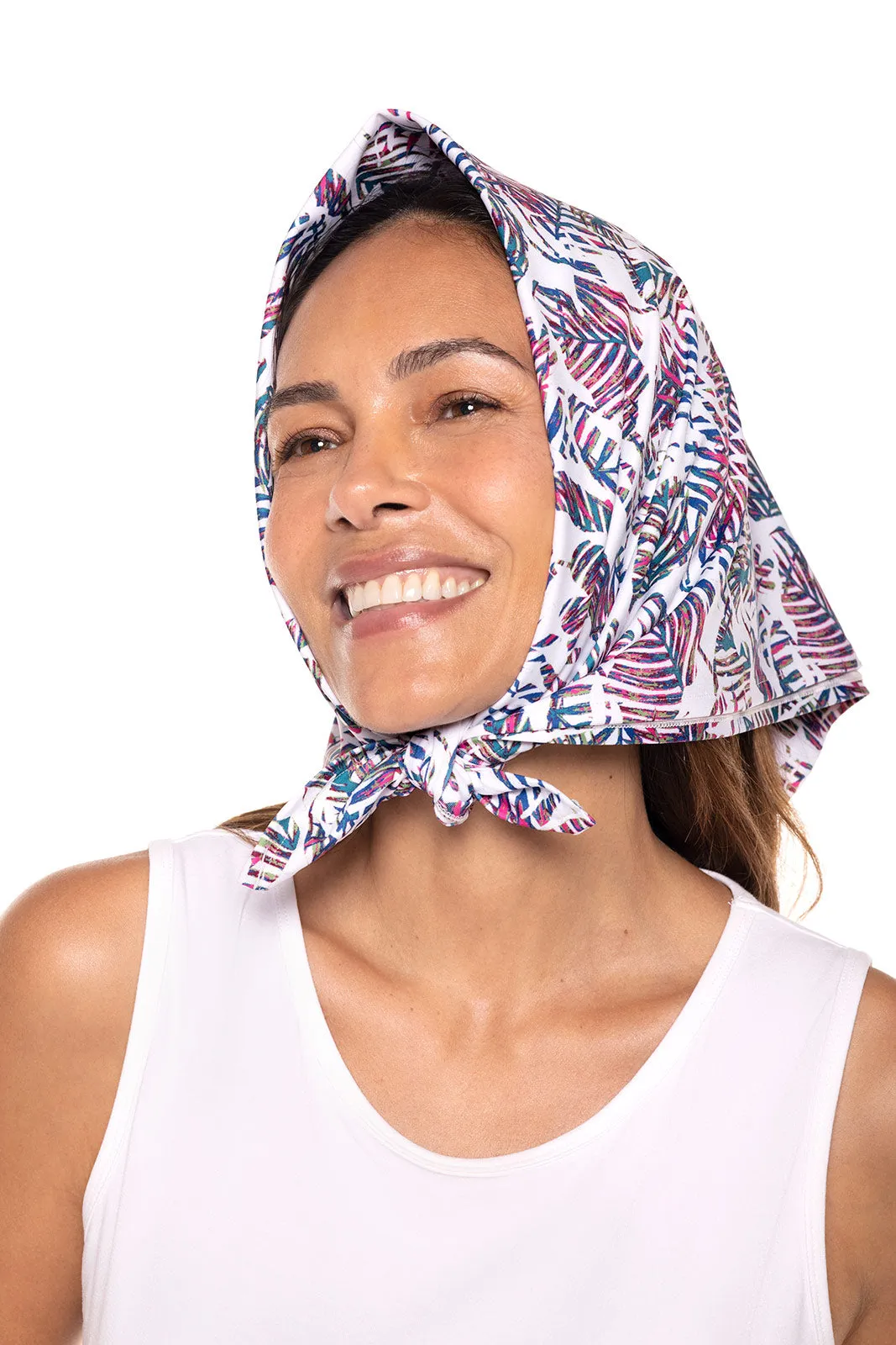 Unisex Virasana Performance Sun Bandana  |  Magnolia Pink Beach Leaves