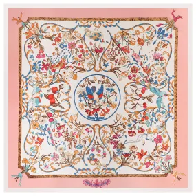 Vintage Garden Floral Silk Scarves - 50"x50", 5 Colors