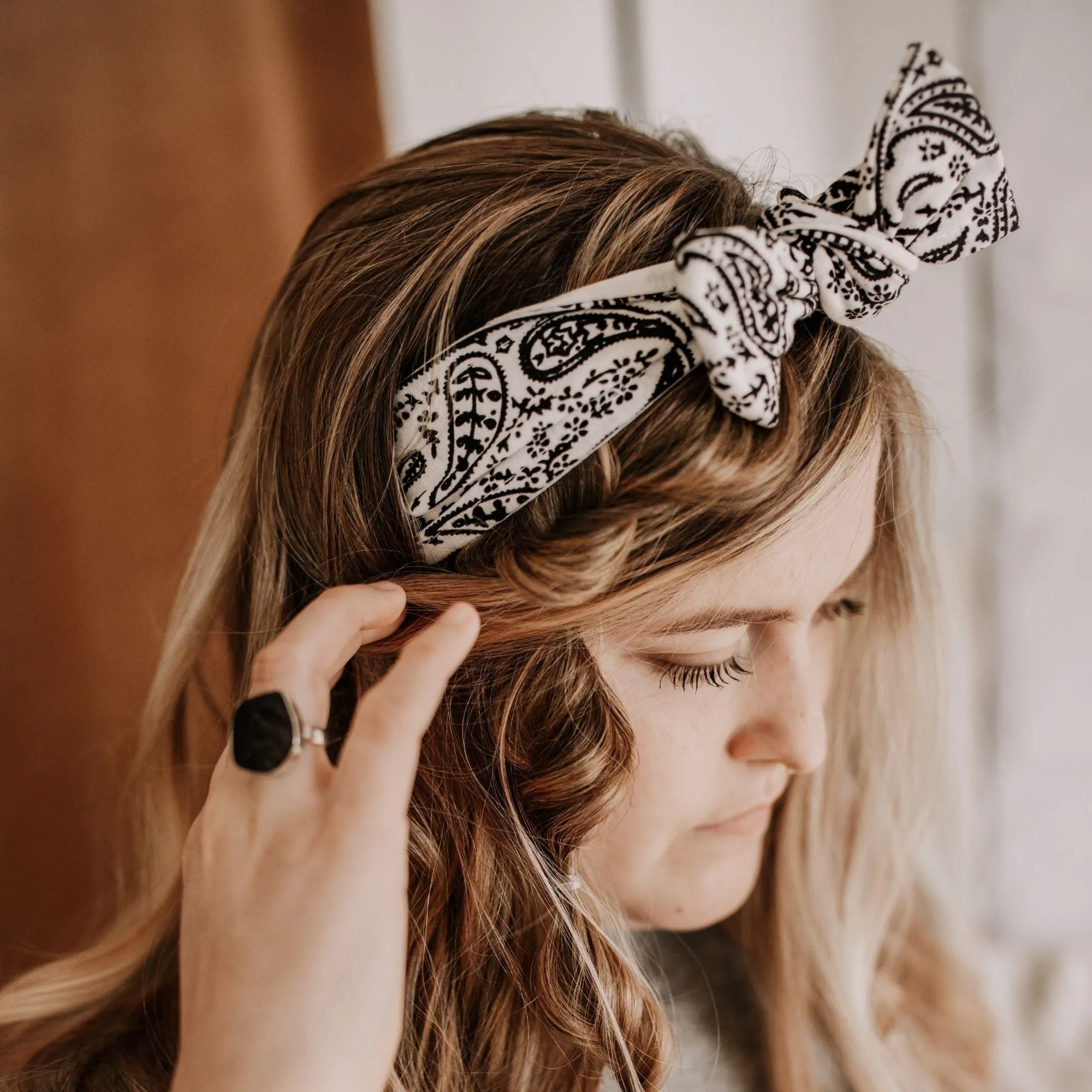 White Bandana Tie Headbands - 12 Pack
