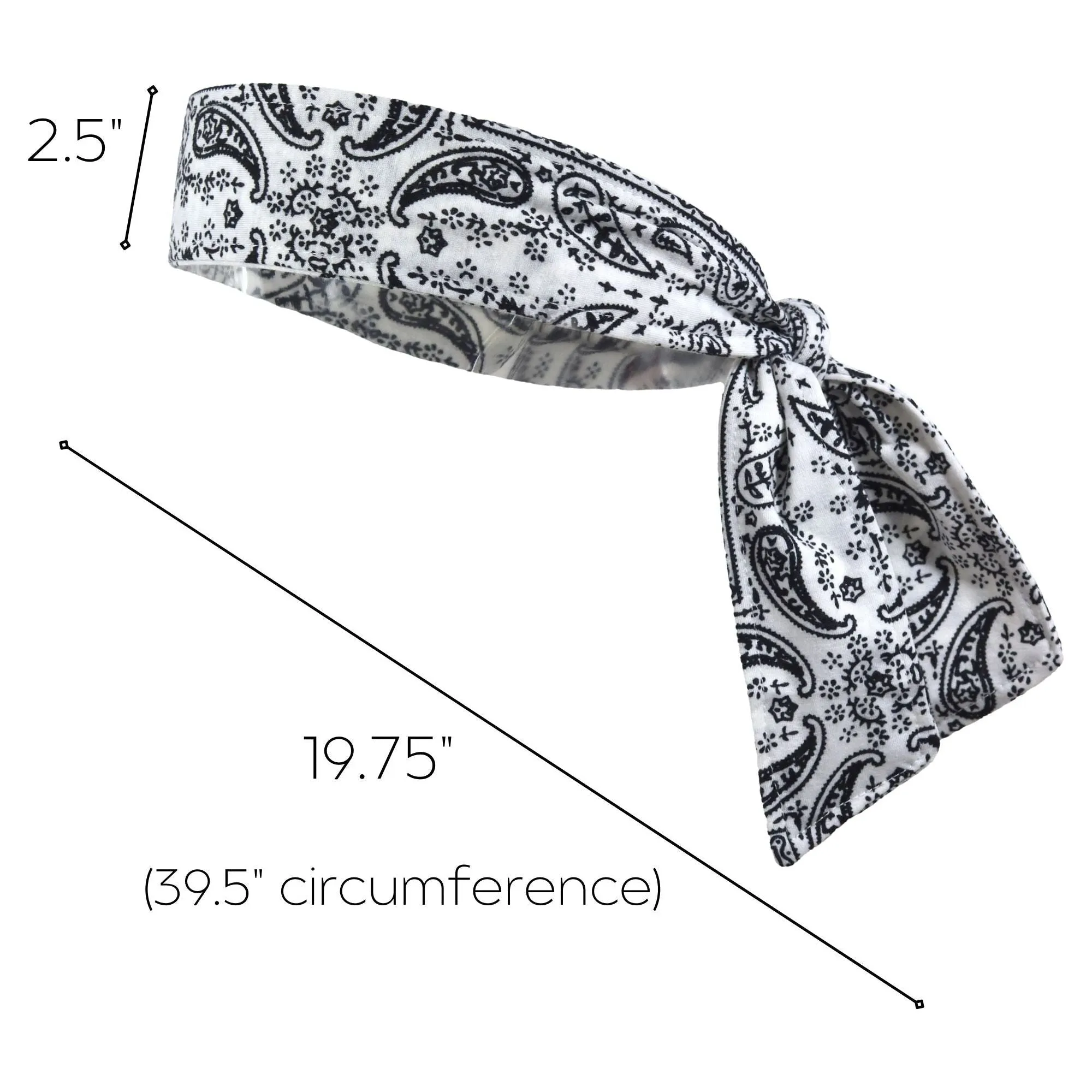 White Bandana Tie Headbands - 12 Pack