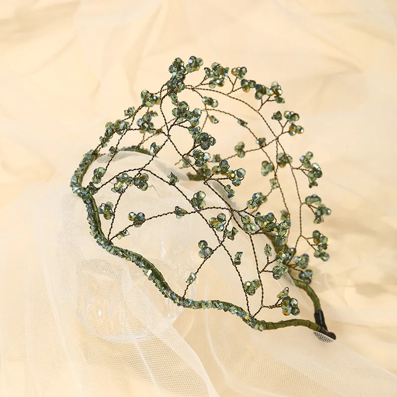 Wholesale Handmade Beaded Delicate Crystal Braided Mesh Headbands
