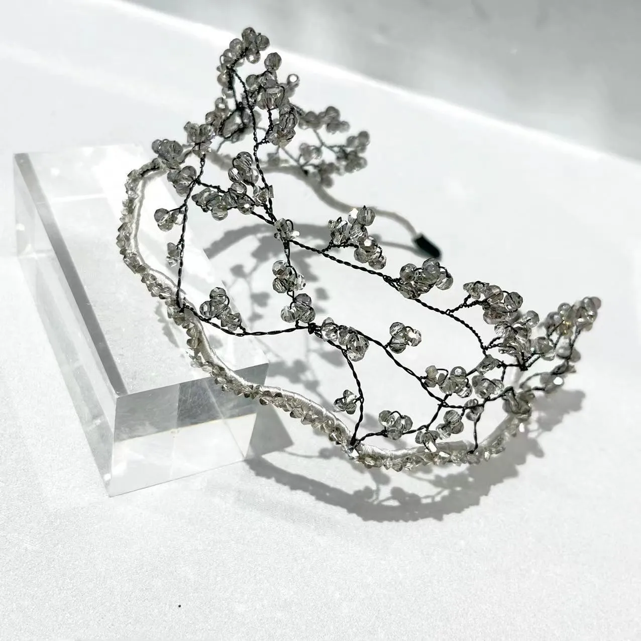 Wholesale Handmade Beaded Delicate Crystal Braided Mesh Headbands