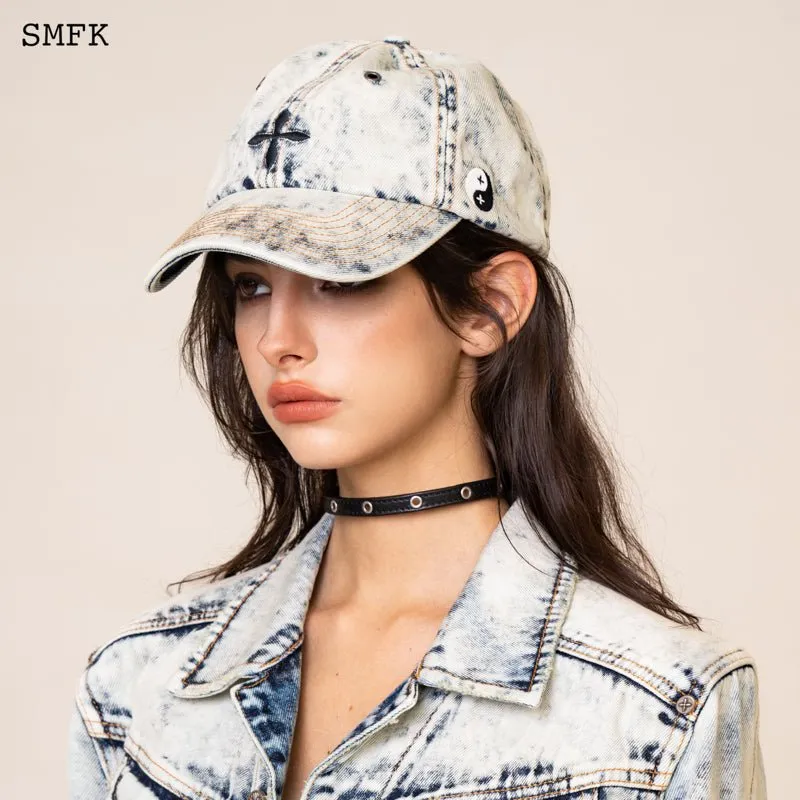 WildWorld Cross Denim Cream Baseball Cap