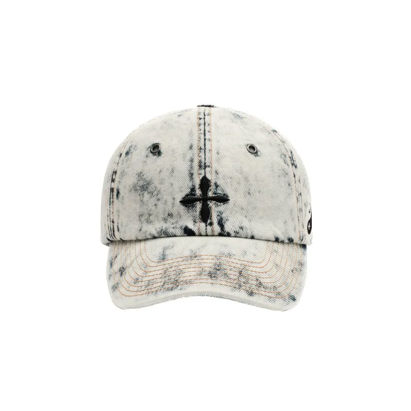 WildWorld Cross Denim Cream Baseball Cap