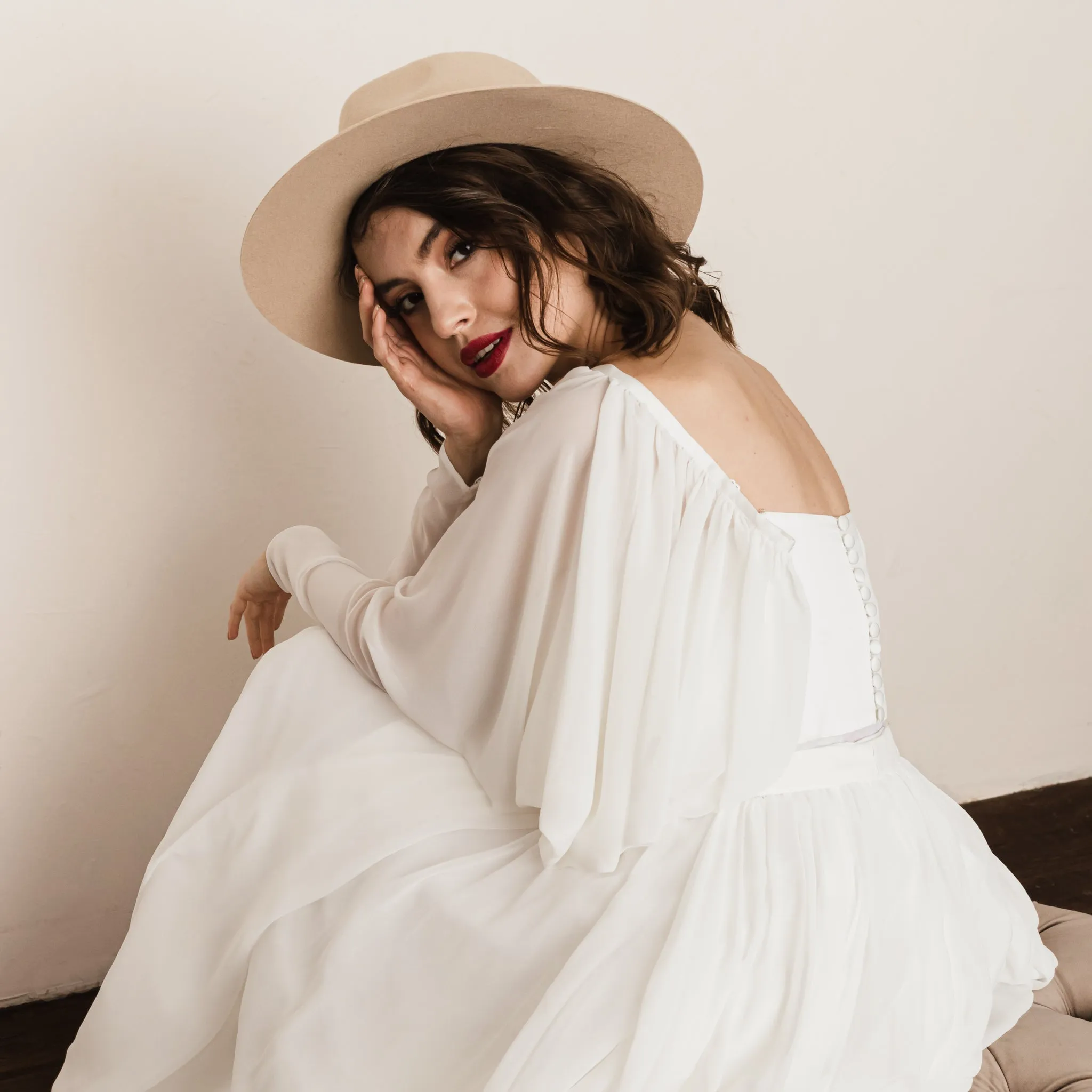 Wool Bridal Hat - Cypress